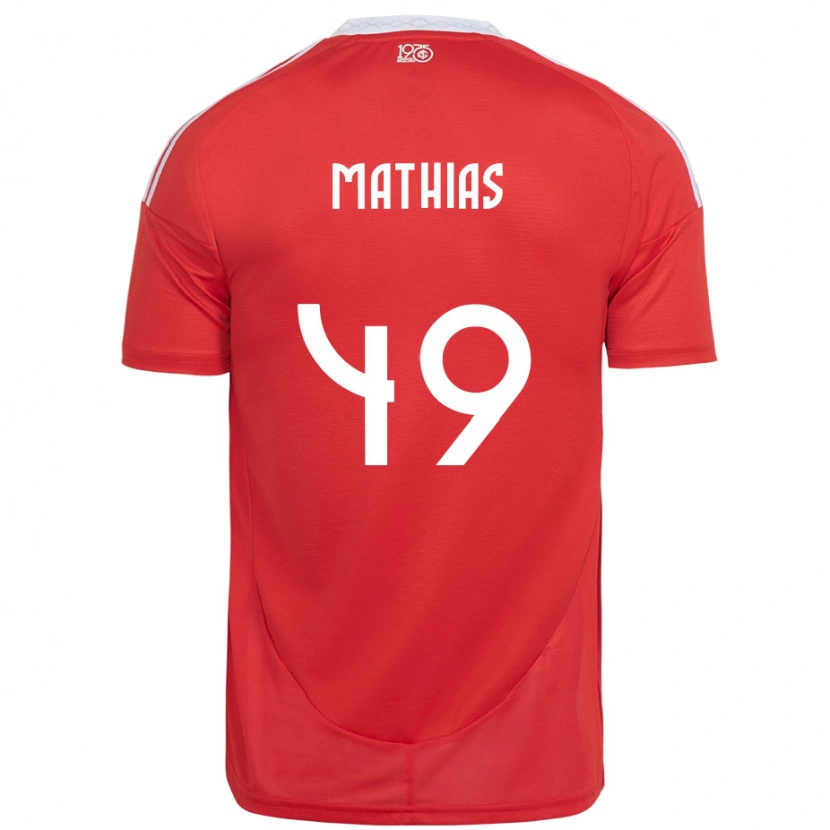 Danxen Mann Ricardo Mathias #49 Rød Hvit Hjemmetrøye Drakt Trøye 2025/26 Skjorter T-Skjorte