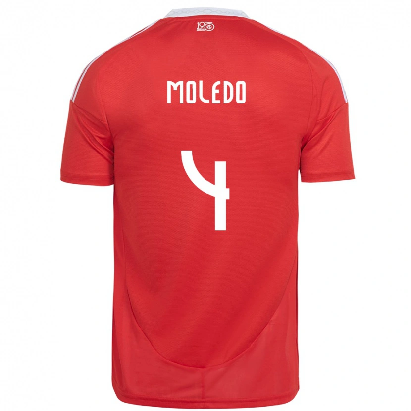 Danxen Mann Rodrigo Moledo #4 Rød Hvit Hjemmetrøye Drakt Trøye 2025/26 Skjorter T-Skjorte
