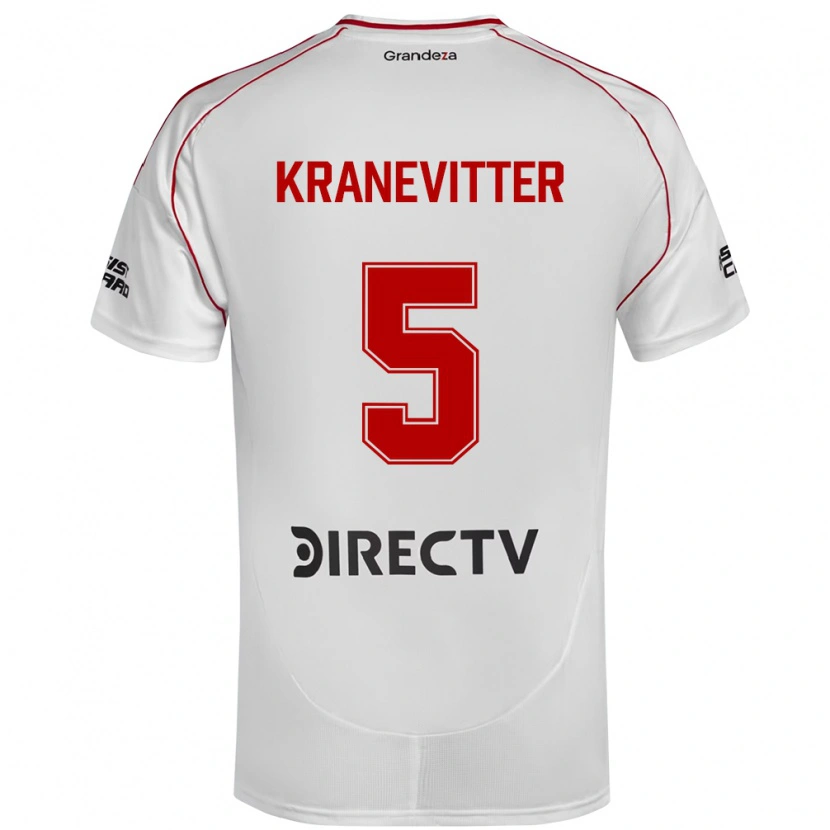 Danxen Mann Matías Kranevitter #5 Hvit Rød Hjemmetrøye Drakt Trøye 2025/26 Skjorter T-Skjorte