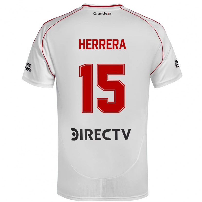 Danxen Mann Andrés Herrera #15 Hvit Rød Hjemmetrøye Drakt Trøye 2025/26 Skjorter T-Skjorte