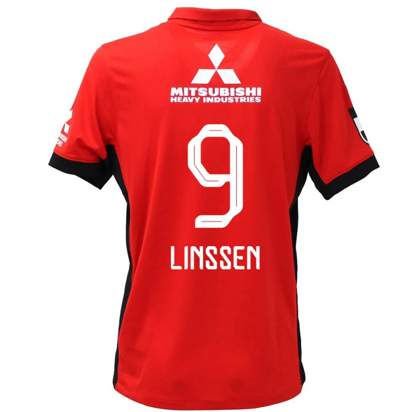 Danxen Mann Bryan Linssen #9 Rød Hvit Hjemmetrøye Drakt Trøye 2025/26 Skjorter T-Skjorte