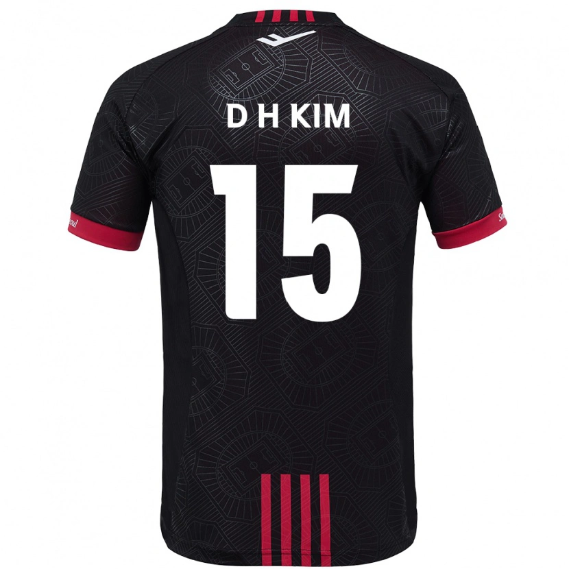 Danxen Mann Hyeon-Deok Kim #15 Svart Rød Hjemmetrøye Drakt Trøye 2025/26 Skjorter T-Skjorte