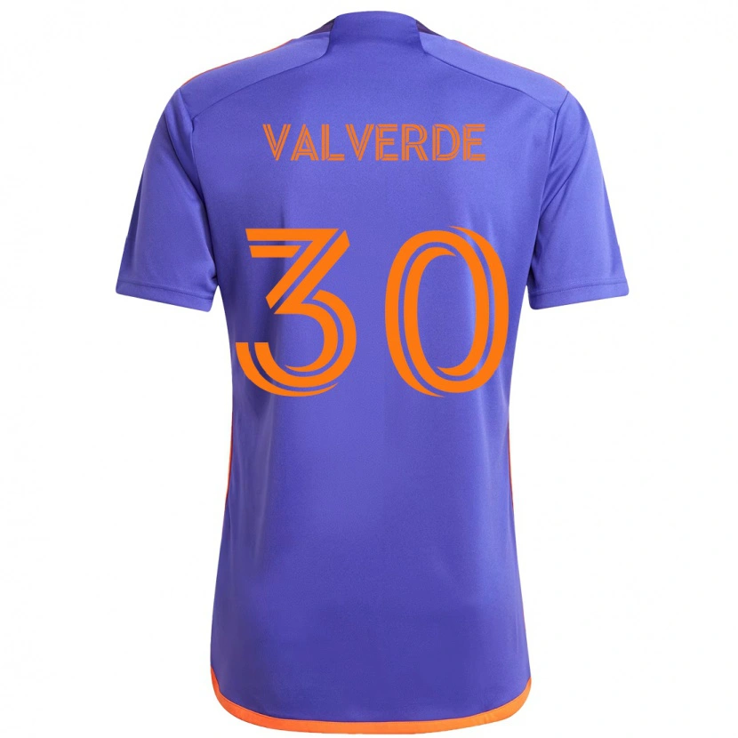 Danxen Mann Jefferson Valverde #30 Lilla Oransje Bortetrøye Drakt Trøye 2025/26 Skjorter T-Skjorte