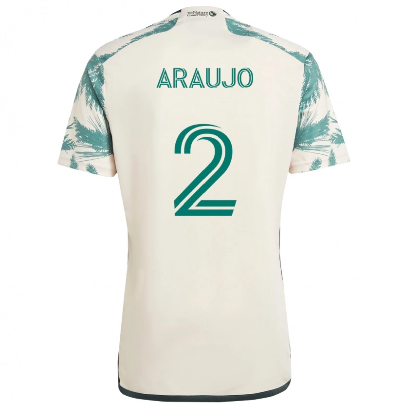 Danxen Mann Miguel Araujo #2 Beige Grønn Bortetrøye Drakt Trøye 2025/26 Skjorter T-Skjorte