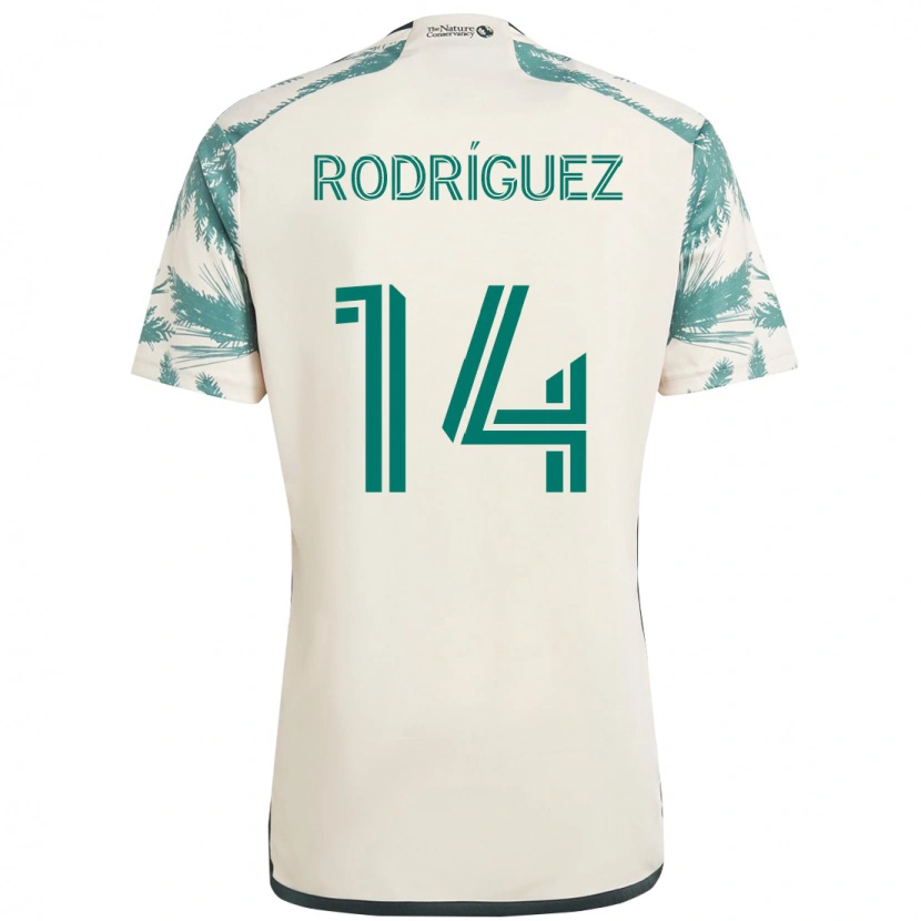 Danxen Mann Jonathan Rodríguez #14 Beige Grønn Bortetrøye Drakt Trøye 2025/26 Skjorter T-Skjorte