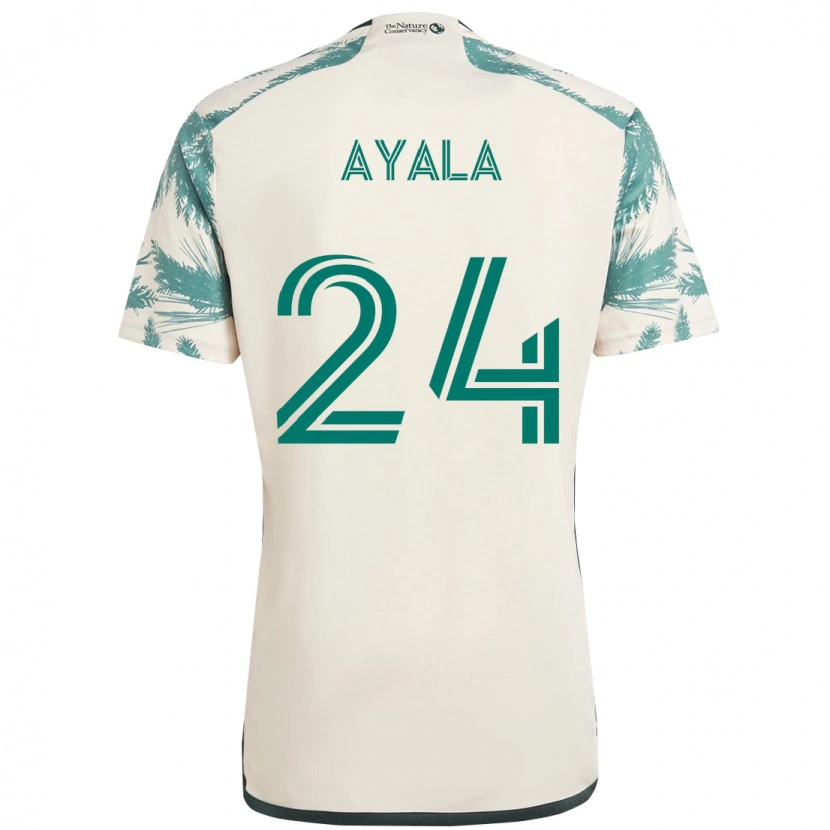 Danxen Mann David Ayala #24 Beige Grønn Bortetrøye Drakt Trøye 2025/26 Skjorter T-Skjorte