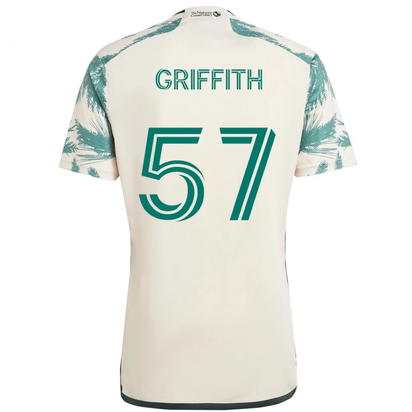 Danxen Mann Víctor Griffith #57 Beige Grønn Bortetrøye Drakt Trøye 2025/26 Skjorter T-Skjorte
