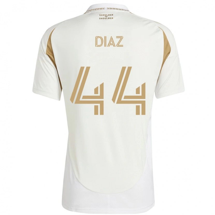 Danxen Mann Christian Díaz #44 Hvit Brun Bortetrøye Drakt Trøye 2025/26 Skjorter T-Skjorte