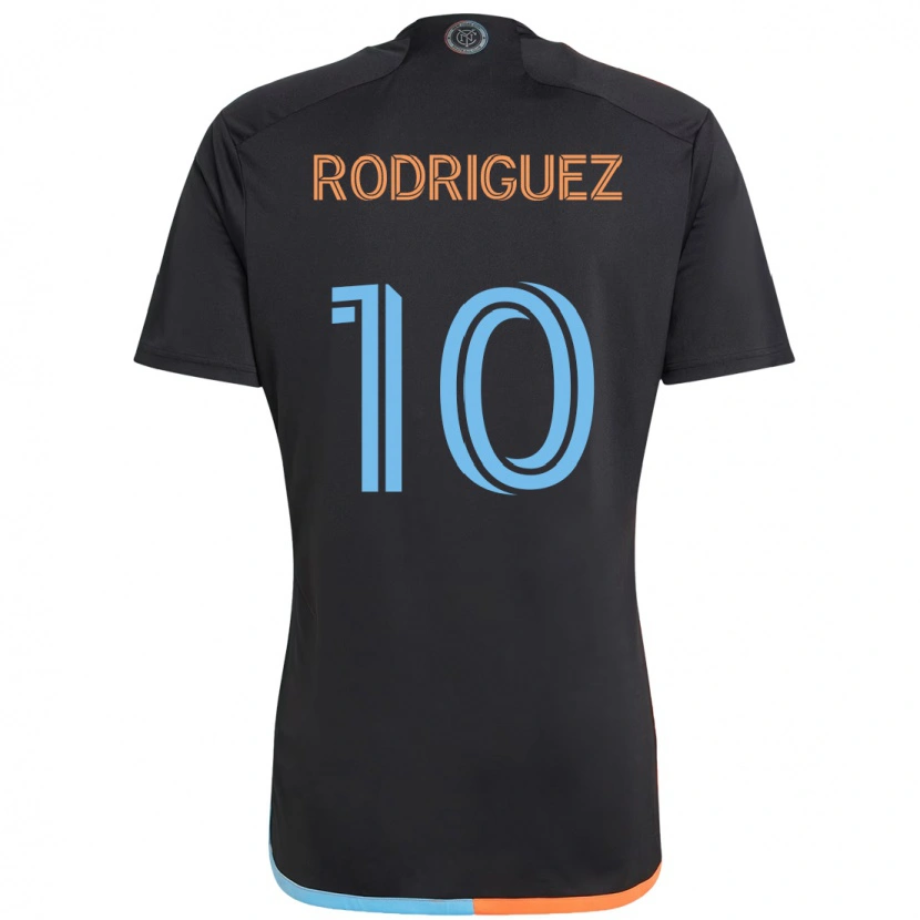 Danxen Mann Santiago Rodríguez #10 Svart Blå Oransje Bortetrøye Drakt Trøye 2025/26 Skjorter T-Skjorte