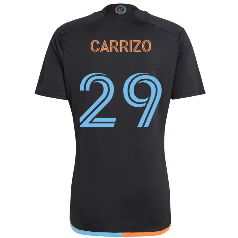 Danxen Mann Máximo Carrizo #29 Svart Blå Oransje Bortetrøye Drakt Trøye 2025/26 Skjorter T-Skjorte