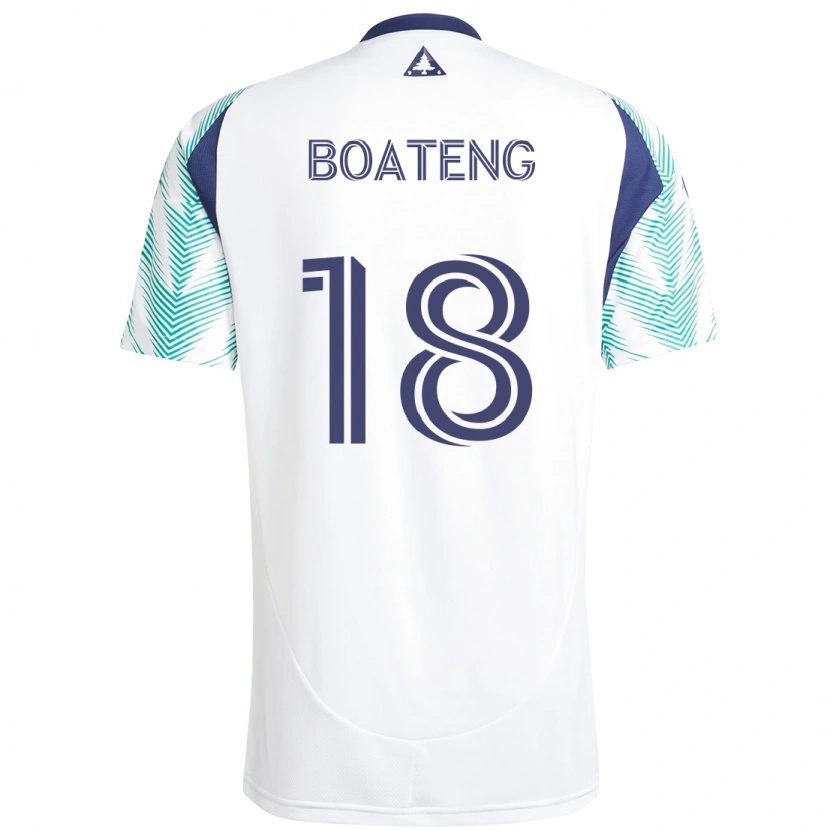 Danxen Mann Emmanuel Boateng #18 Hvit Blå Bortetrøye Drakt Trøye 2025/26 Skjorter T-Skjorte