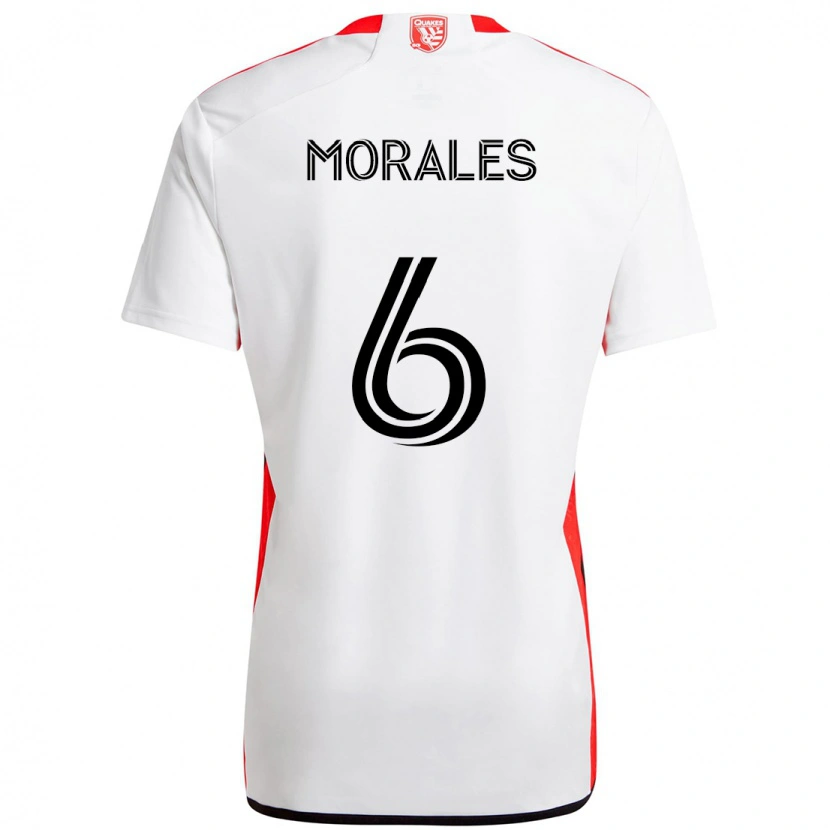 Danxen Mann Alfredo Morales #6 Hvit Rød Bortetrøye Drakt Trøye 2025/26 Skjorter T-Skjorte