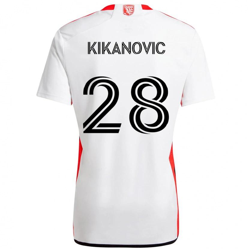 Danxen Mann Benjamin Kikanović #28 Hvit Rød Bortetrøye Drakt Trøye 2025/26 Skjorter T-Skjorte