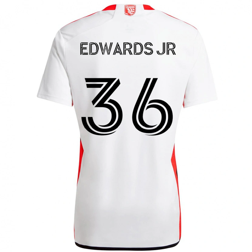 Danxen Mann Earl Edwards Jr. #36 Hvit Rød Bortetrøye Drakt Trøye 2025/26 Skjorter T-Skjorte