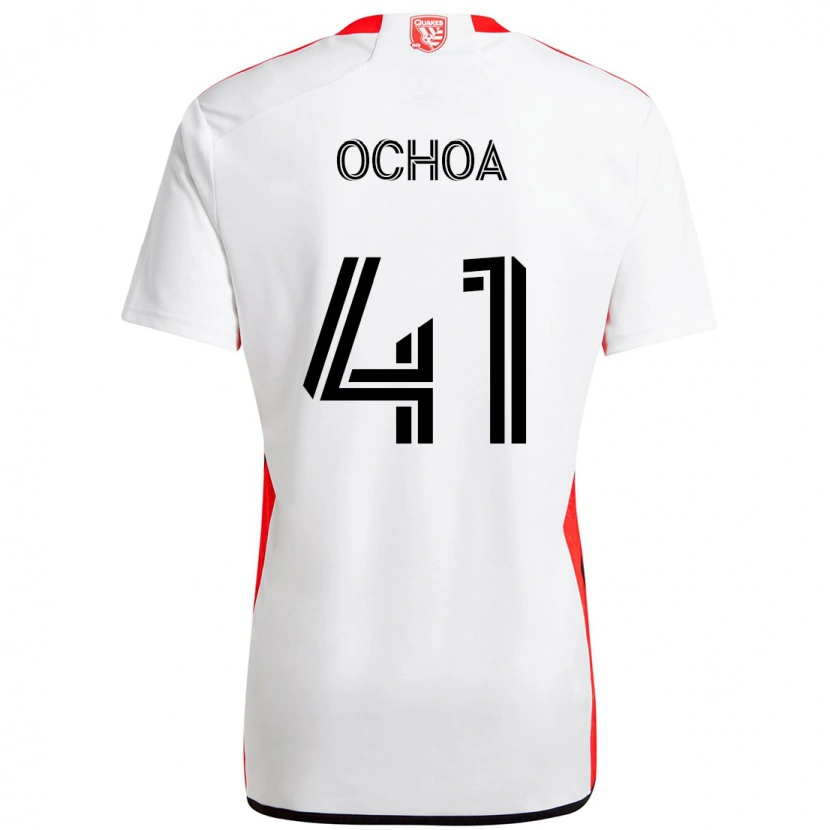 Danxen Mann Emmanuel Ochoa #41 Hvit Rød Bortetrøye Drakt Trøye 2025/26 Skjorter T-Skjorte
