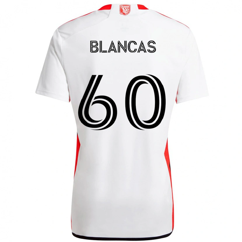 Danxen Mann Eduardo Blancas #60 Hvit Rød Bortetrøye Drakt Trøye 2025/26 Skjorter T-Skjorte