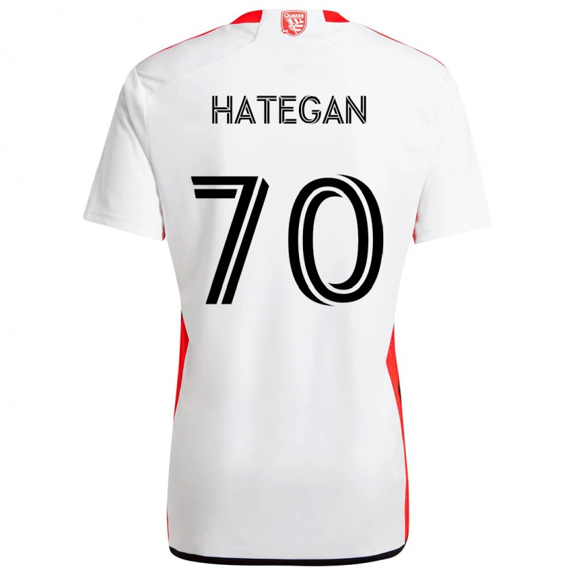 Danxen Mann Roberto Hategan #70 Hvit Rød Bortetrøye Drakt Trøye 2025/26 Skjorter T-Skjorte