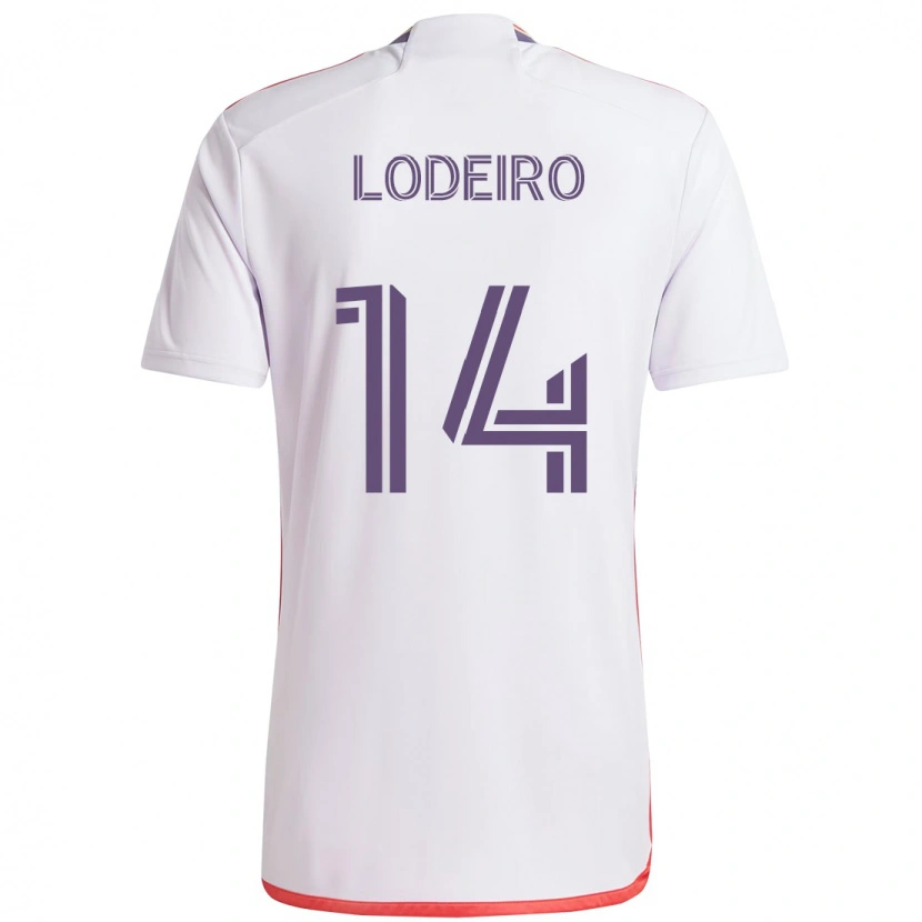 Danxen Mann Nicolás Lodeiro #14 Hvit Lilla Bortetrøye Drakt Trøye 2025/26 Skjorter T-Skjorte
