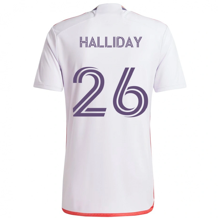 Danxen Mann Michael Halliday #26 Hvit Lilla Bortetrøye Drakt Trøye 2025/26 Skjorter T-Skjorte