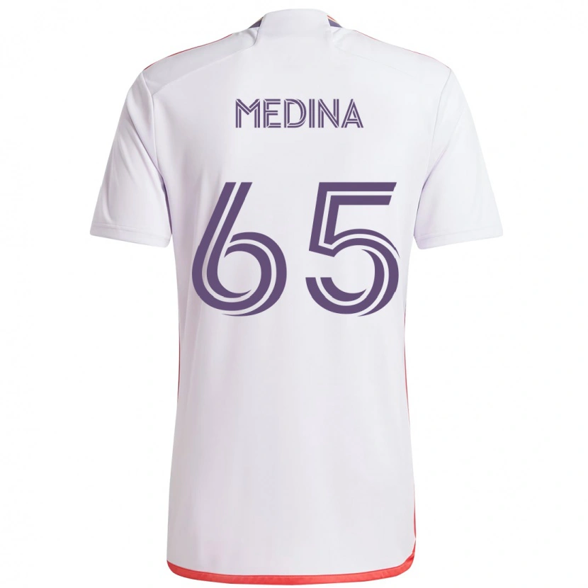 Danxen Mann Cristian Medina #65 Hvit Lilla Bortetrøye Drakt Trøye 2025/26 Skjorter T-Skjorte
