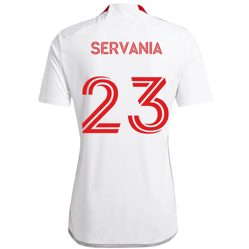 Danxen Mann Brandon Servania #23 Hvit Rød Bortetrøye Drakt Trøye 2025/26 Skjorter T-Skjorte