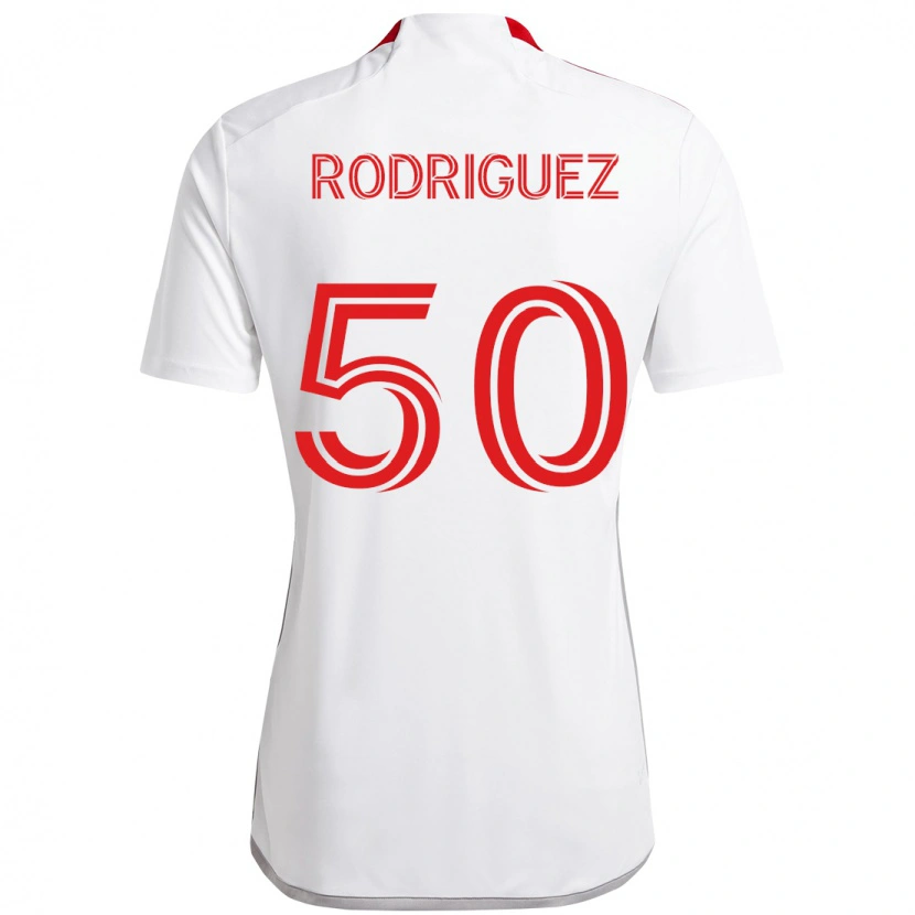 Danxen Mann Abraham Rodriguez #50 Hvit Rød Bortetrøye Drakt Trøye 2025/26 Skjorter T-Skjorte