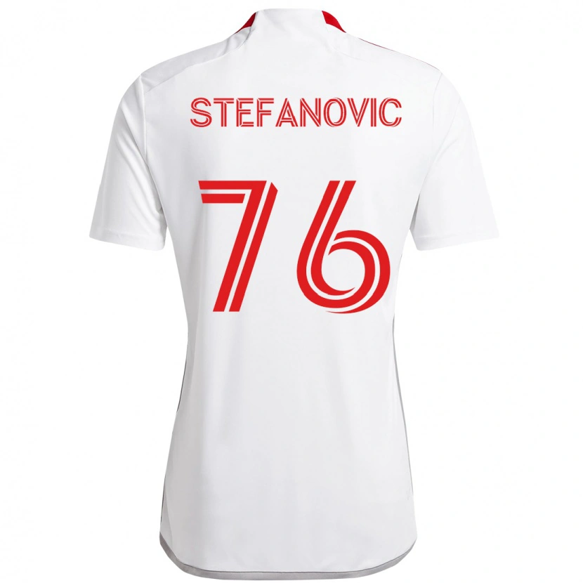 Danxen Mann Lazar Stefanovic #76 Hvit Rød Bortetrøye Drakt Trøye 2025/26 Skjorter T-Skjorte
