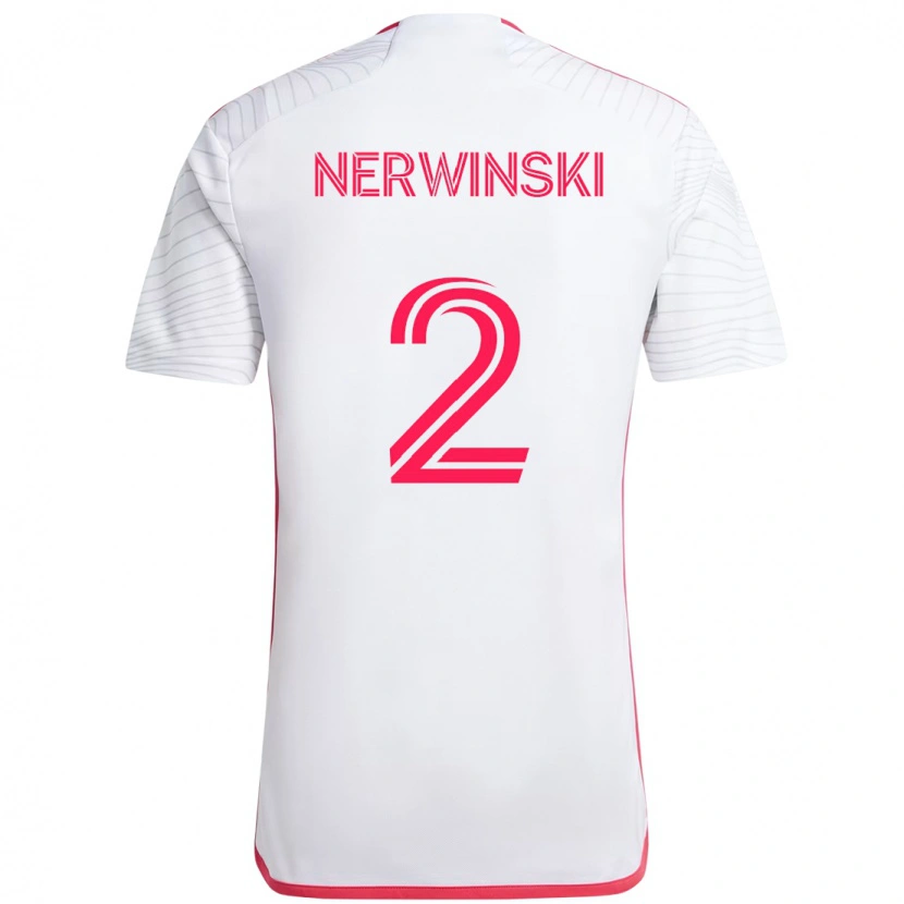 Danxen Mann Jake Nerwinski #2 Hvit Magenta Bortetrøye Drakt Trøye 2025/26 Skjorter T-Skjorte