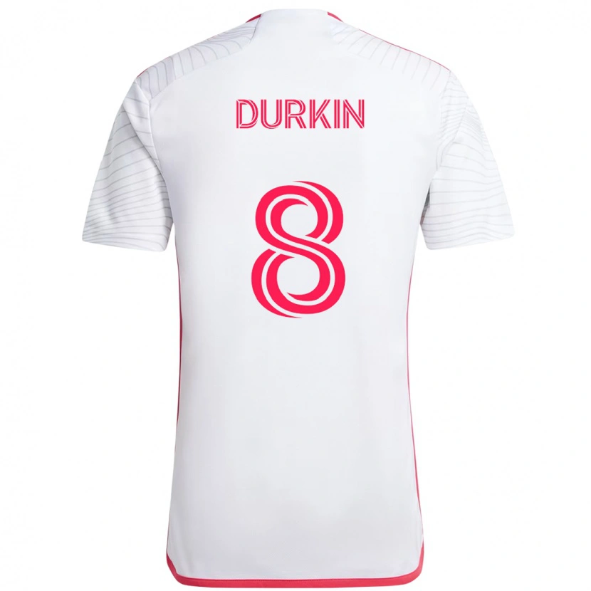Danxen Mann Chris Durkin #8 Hvit Magenta Bortetrøye Drakt Trøye 2025/26 Skjorter T-Skjorte
