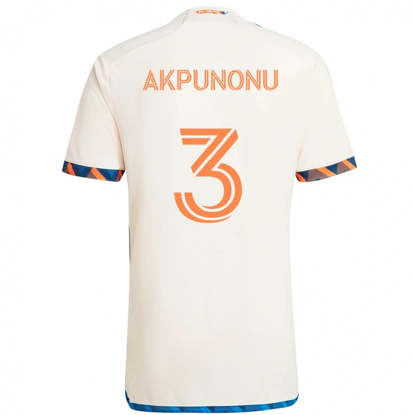 Danxen Mann Joey Akpunonu #3 Hvit Blå Oransje Bortetrøye Drakt Trøye 2025/26 Skjorter T-Skjorte