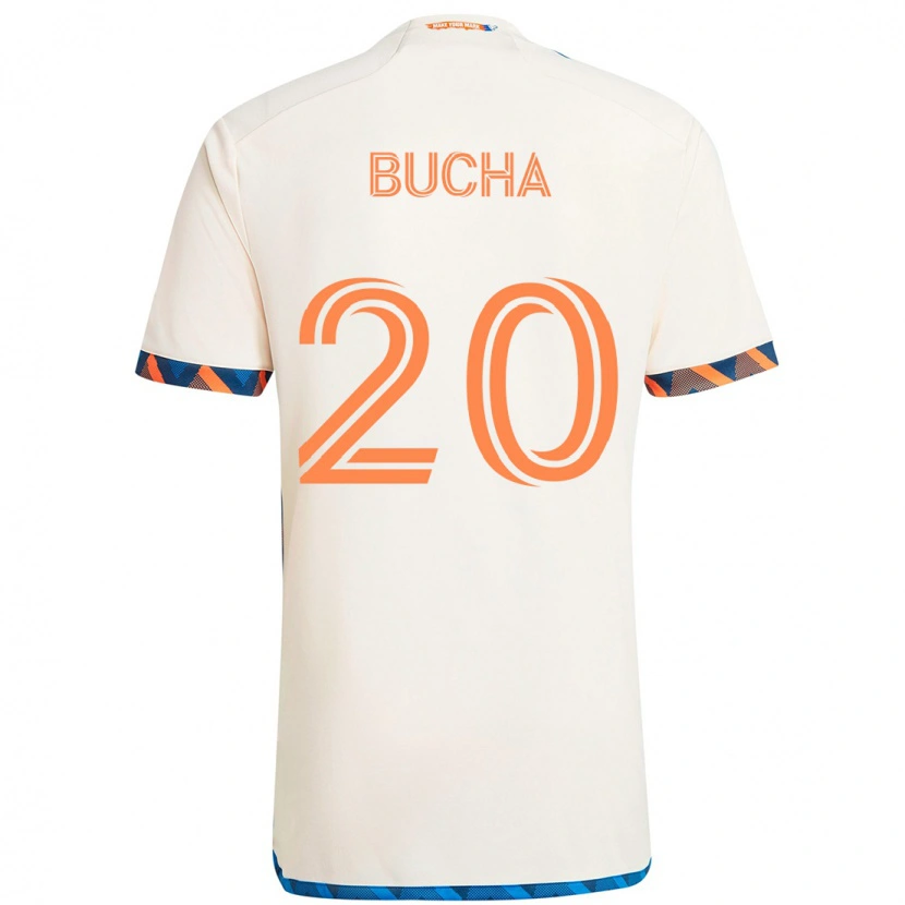 Danxen Mann Pavel Bucha #20 Hvit Blå Oransje Bortetrøye Drakt Trøye 2025/26 Skjorter T-Skjorte