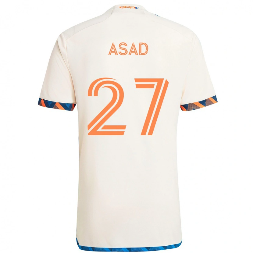 Danxen Mann Yamil Asad #27 Hvit Blå Oransje Bortetrøye Drakt Trøye 2025/26 Skjorter T-Skjorte