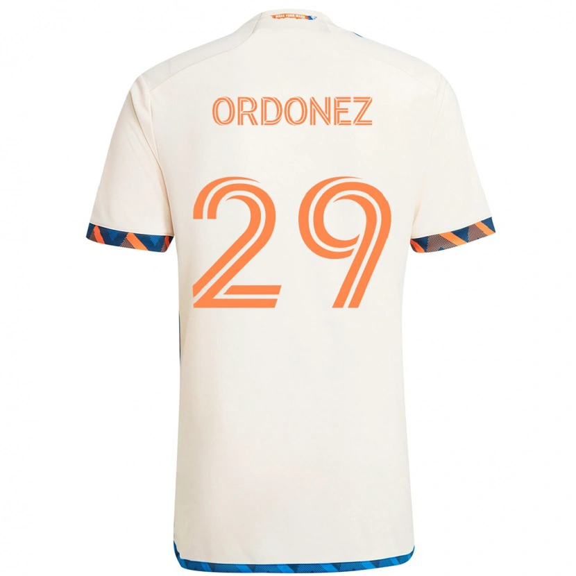 Danxen Mann Arquímides Ordóñez #29 Hvit Blå Oransje Bortetrøye Drakt Trøye 2025/26 Skjorter T-Skjorte