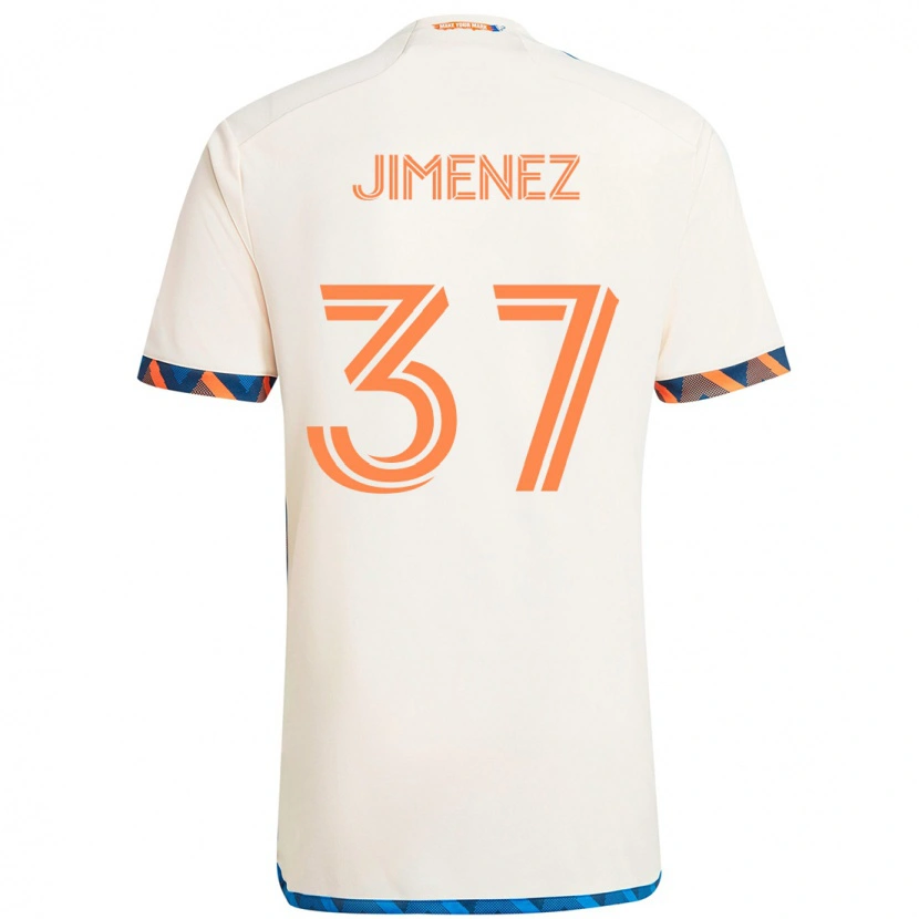 Danxen Mann Stiven Jimenez #37 Hvit Blå Oransje Bortetrøye Drakt Trøye 2025/26 Skjorter T-Skjorte