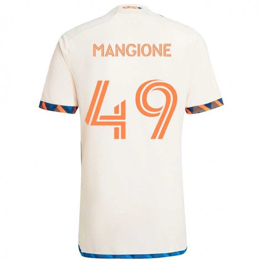 Danxen Mann Peter Mangione #49 Hvit Blå Oransje Bortetrøye Drakt Trøye 2025/26 Skjorter T-Skjorte
