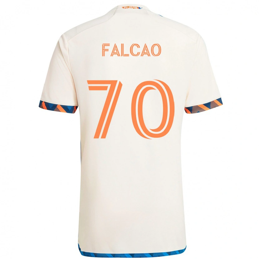 Danxen Mann Kiano Falcao #70 Hvit Blå Oransje Bortetrøye Drakt Trøye 2025/26 Skjorter T-Skjorte