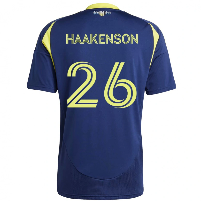 Danxen Mann Luke Haakenson #26 Marineblå Gul Bortetrøye Drakt Trøye 2025/26 Skjorter T-Skjorte