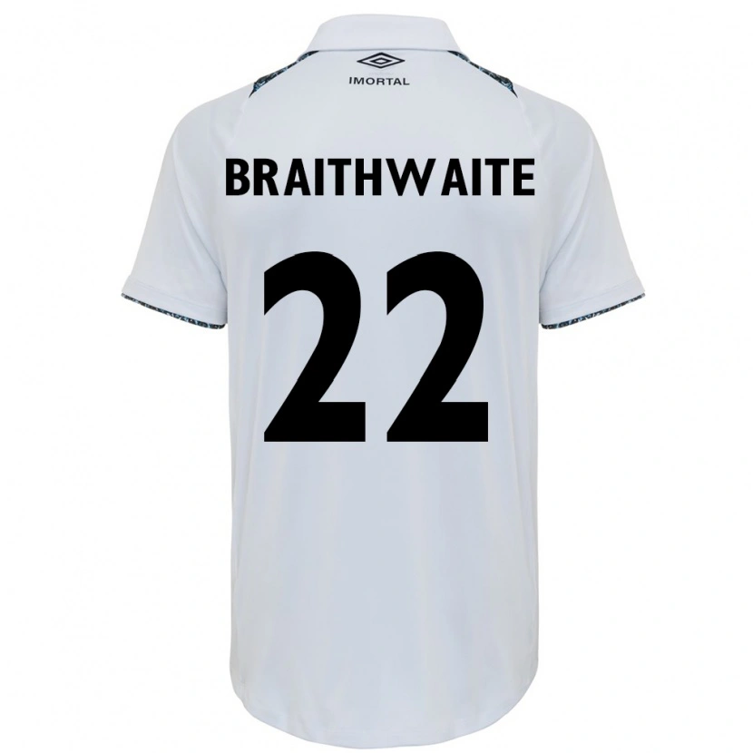 Danxen Mann Martin Braithwaite #22 Hvit Blå Bortetrøye Drakt Trøye 2025/26 Skjorter T-Skjorte