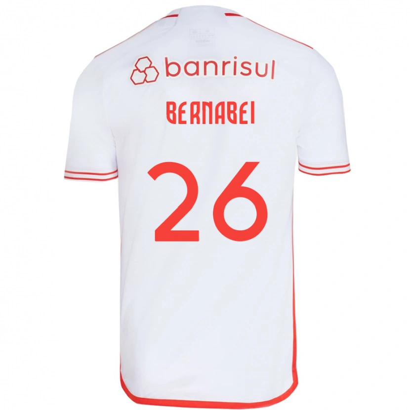 Danxen Mann Alexandro Bernabei #26 Hvit Rød Bortetrøye Drakt Trøye 2025/26 Skjorter T-Skjorte