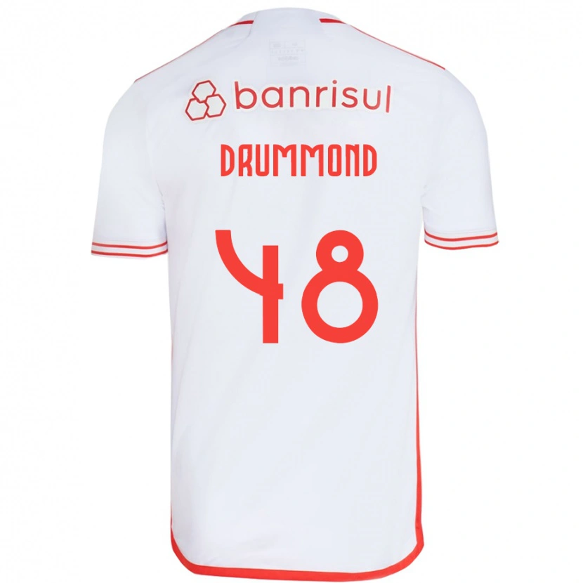 Danxen Mann Lucca Drummond #48 Hvit Rød Bortetrøye Drakt Trøye 2025/26 Skjorter T-Skjorte