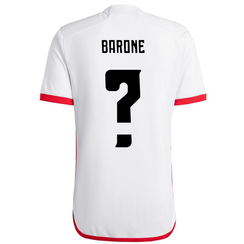 Danxen Mann Caio Barone #0 Hvit Rød Bortetrøye Drakt Trøye 2025/26 Skjorter T-Skjorte