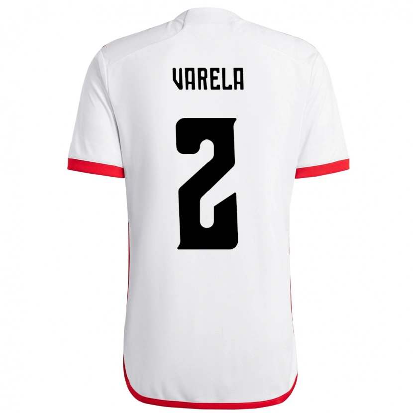 Danxen Mann Guillermo Varela #2 Hvit Rød Bortetrøye Drakt Trøye 2025/26 Skjorter T-Skjorte