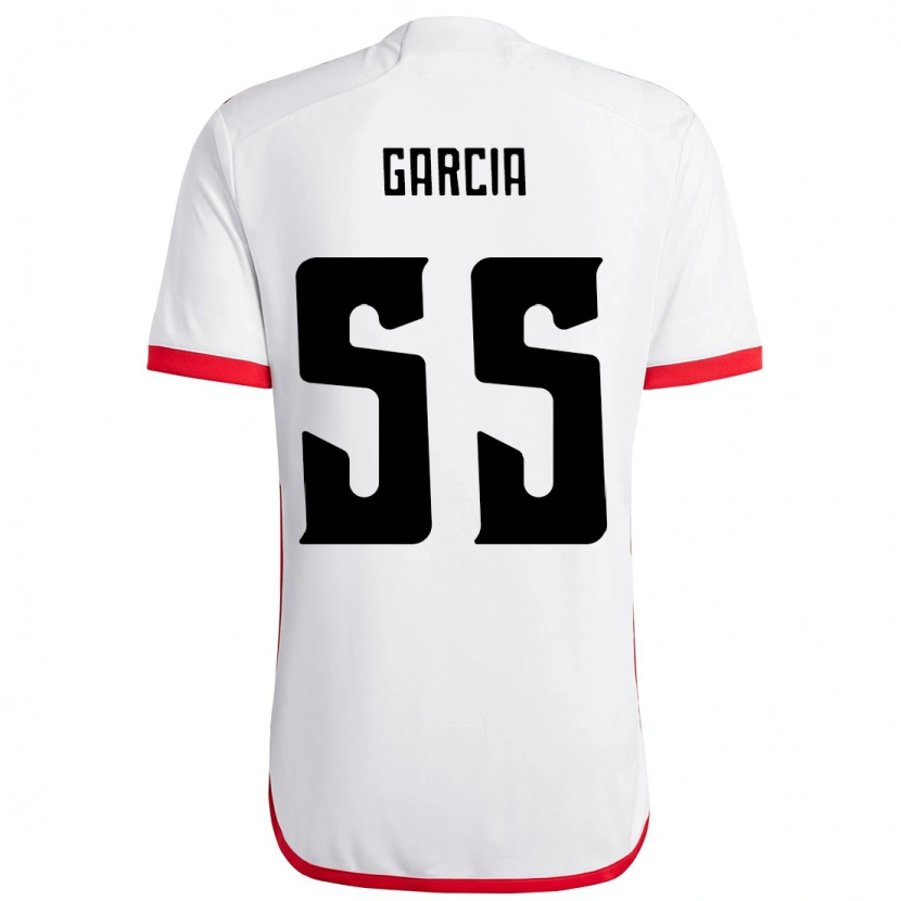 Danxen Mann Caio Garcia #55 Hvit Rød Bortetrøye Drakt Trøye 2025/26 Skjorter T-Skjorte
