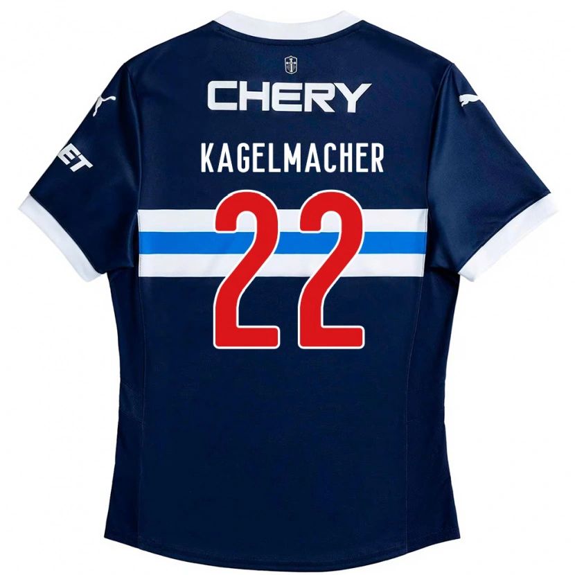 Danxen Mann Gary Kagelmacher #22 Kongeblå Hvit Bortetrøye Drakt Trøye 2025/26 Skjorter T-Skjorte