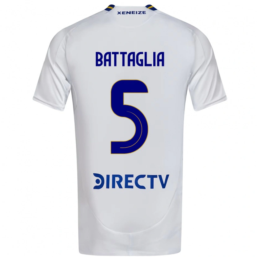 Danxen Mann Rodrigo Battaglia #5 Hvit Blå Bortetrøye Drakt Trøye 2025/26 Skjorter T-Skjorte
