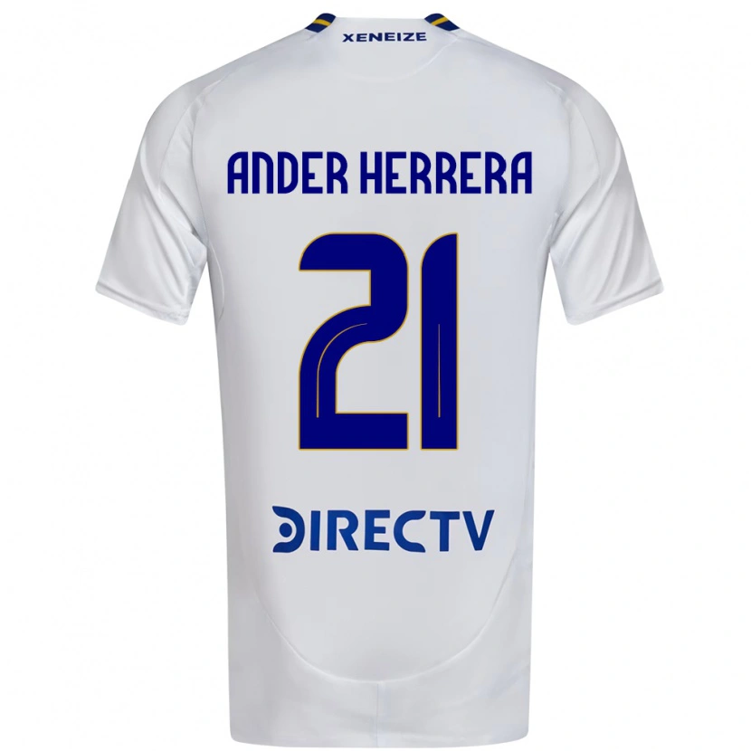 Danxen Mann Ander Herrera #21 Hvit Blå Bortetrøye Drakt Trøye 2025/26 Skjorter T-Skjorte