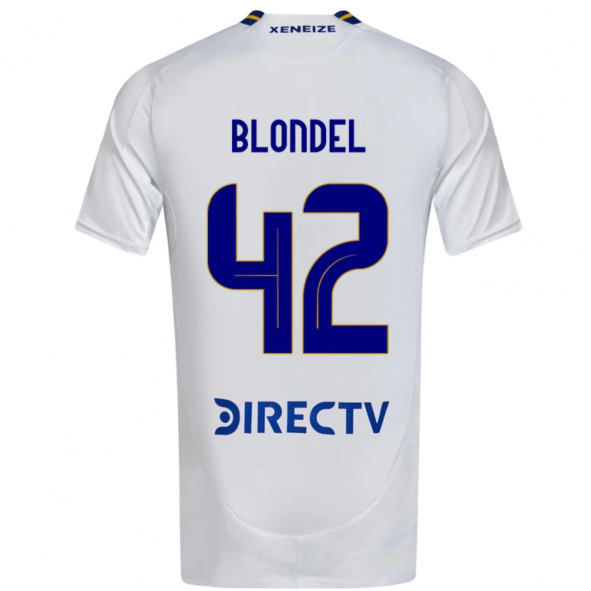 Danxen Mann Lucas Blondel #42 Hvit Blå Bortetrøye Drakt Trøye 2025/26 Skjorter T-Skjorte