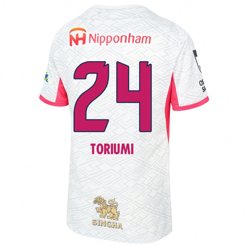 Danxen Mann Koji Toriumi #24 Hvit Sakura Rosa Bortetrøye Drakt Trøye 2025/26 Skjorter T-Skjorte
