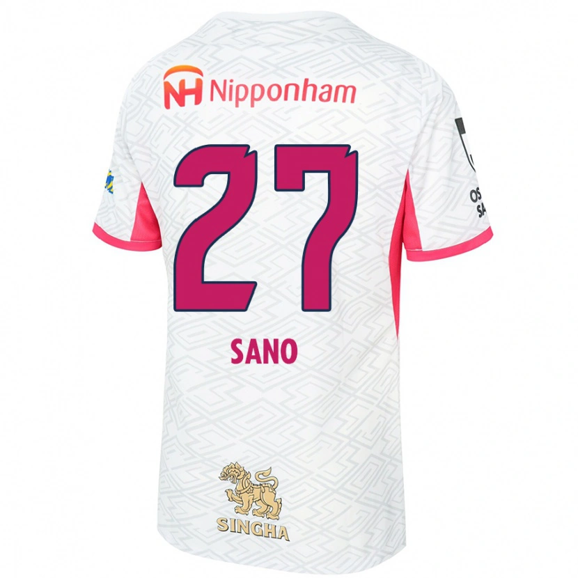 Danxen Mann Taiki Sano #27 Hvit Sakura Rosa Bortetrøye Drakt Trøye 2025/26 Skjorter T-Skjorte
