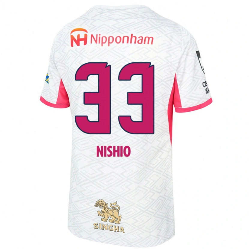 Danxen Mann Ryuya Nishio #33 Hvit Sakura Rosa Bortetrøye Drakt Trøye 2025/26 Skjorter T-Skjorte